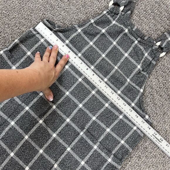 Angie Dress Womens Large Micro Mini Plaid Pockets Shift Mod Retro Gray - Picture 6 of 8